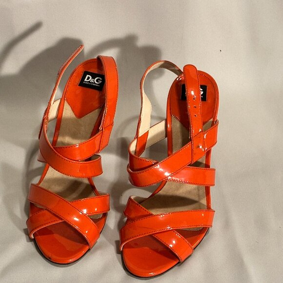 Dolce & Gabbana - Heeled Sandals - Patent Leather - Orange - Picture 3 of 4